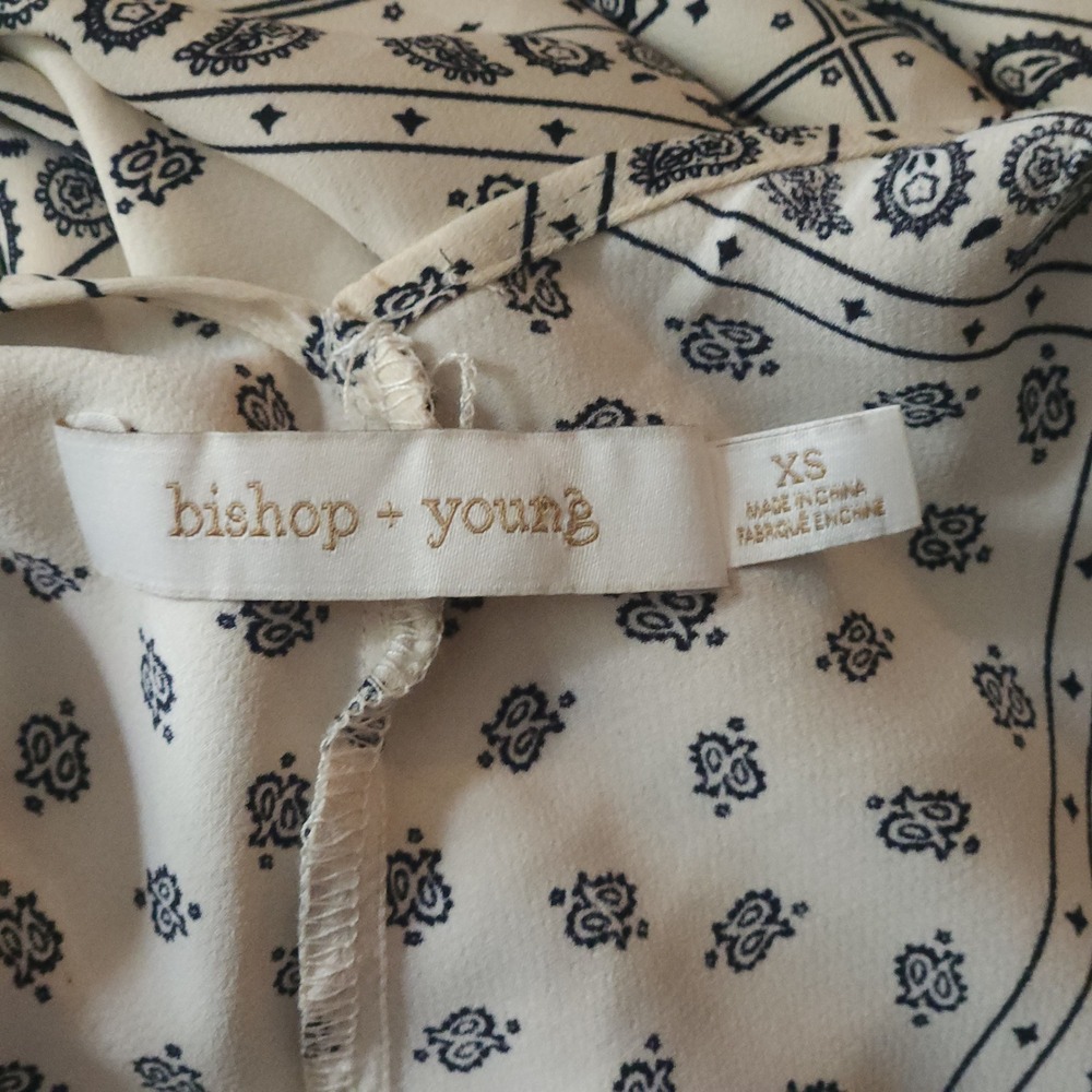 BISHOP + YOUNG Cream Navy Bandana Paisley Halter Maxi Dress Open Back XS $138 - Picture 5 of 7
